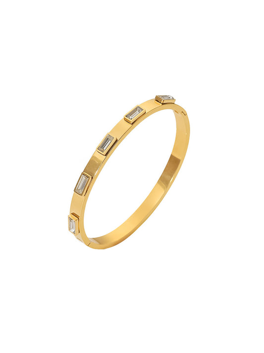 Adjustable Open Cuff Gold Bangle Bracelet - 1237