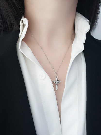 Sterling Silver Cross Necklace (S925) - 1319