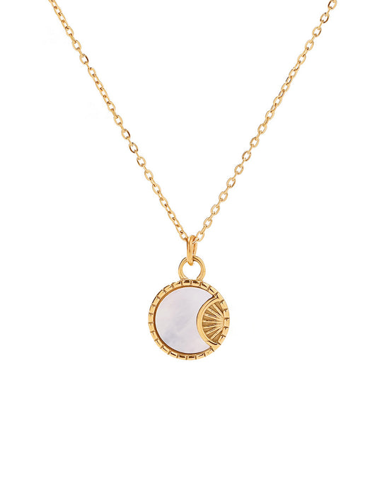 Crescent Moon Disk Necklace - 1687