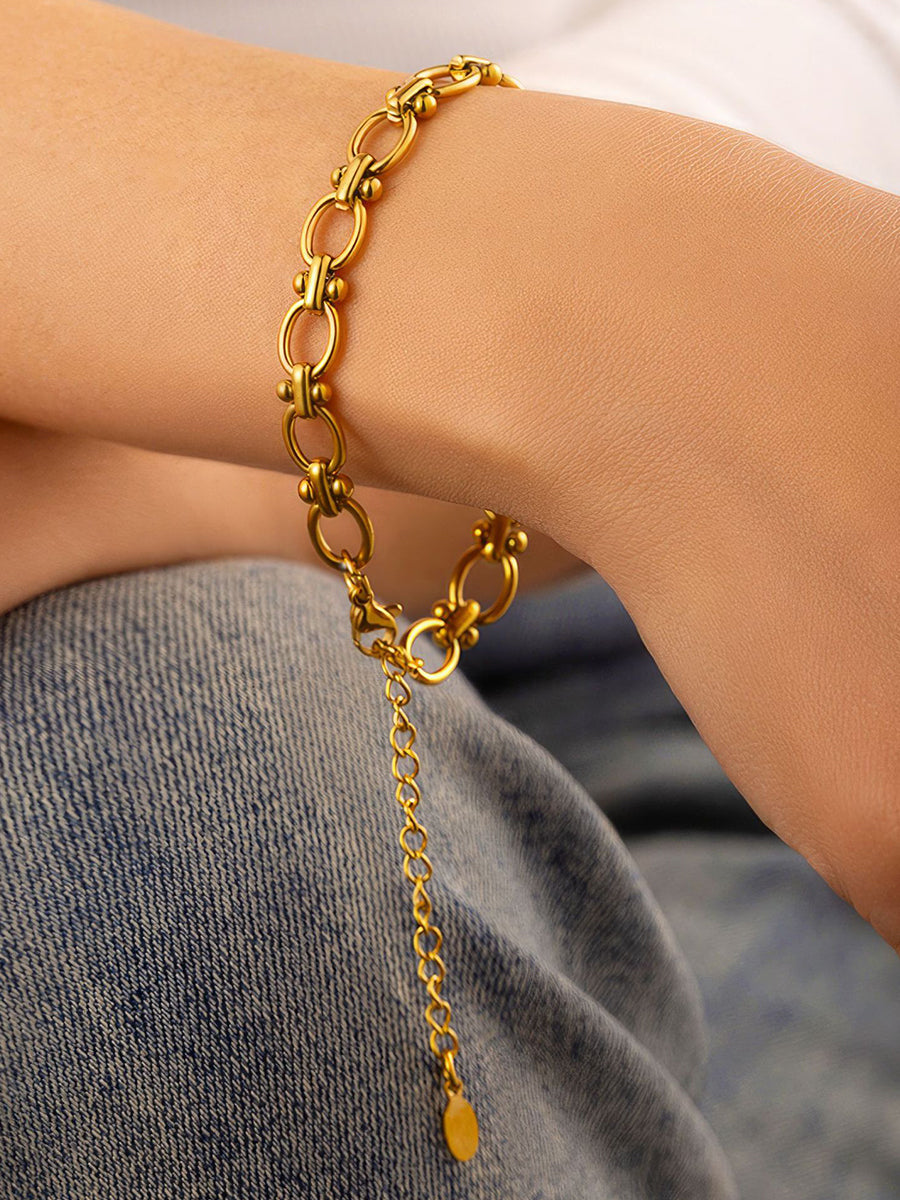 Adjustable Open Cuff Gold Bangle Bracelet - 1891