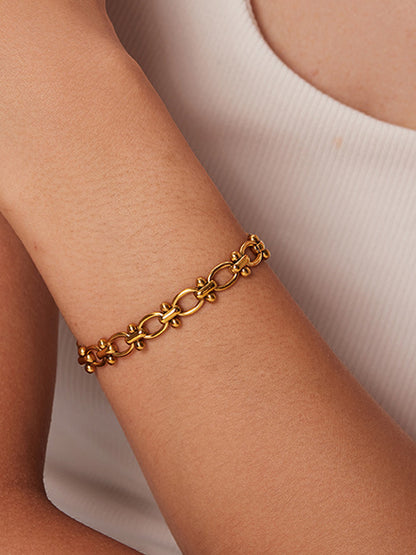 Adjustable Open Cuff Gold Bangle Bracelet - 1891