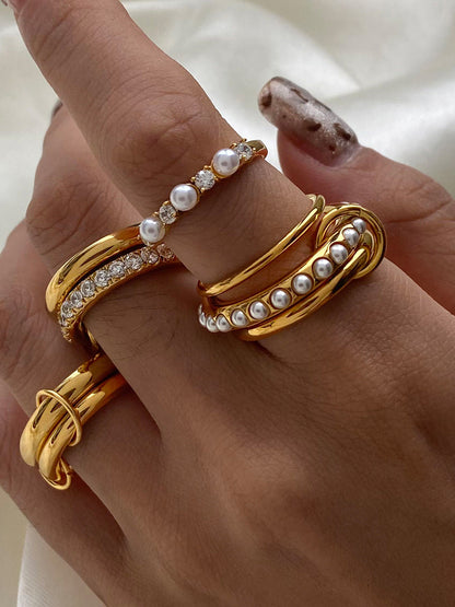 3-Piece Stackable Pearl Ring Set - 1871