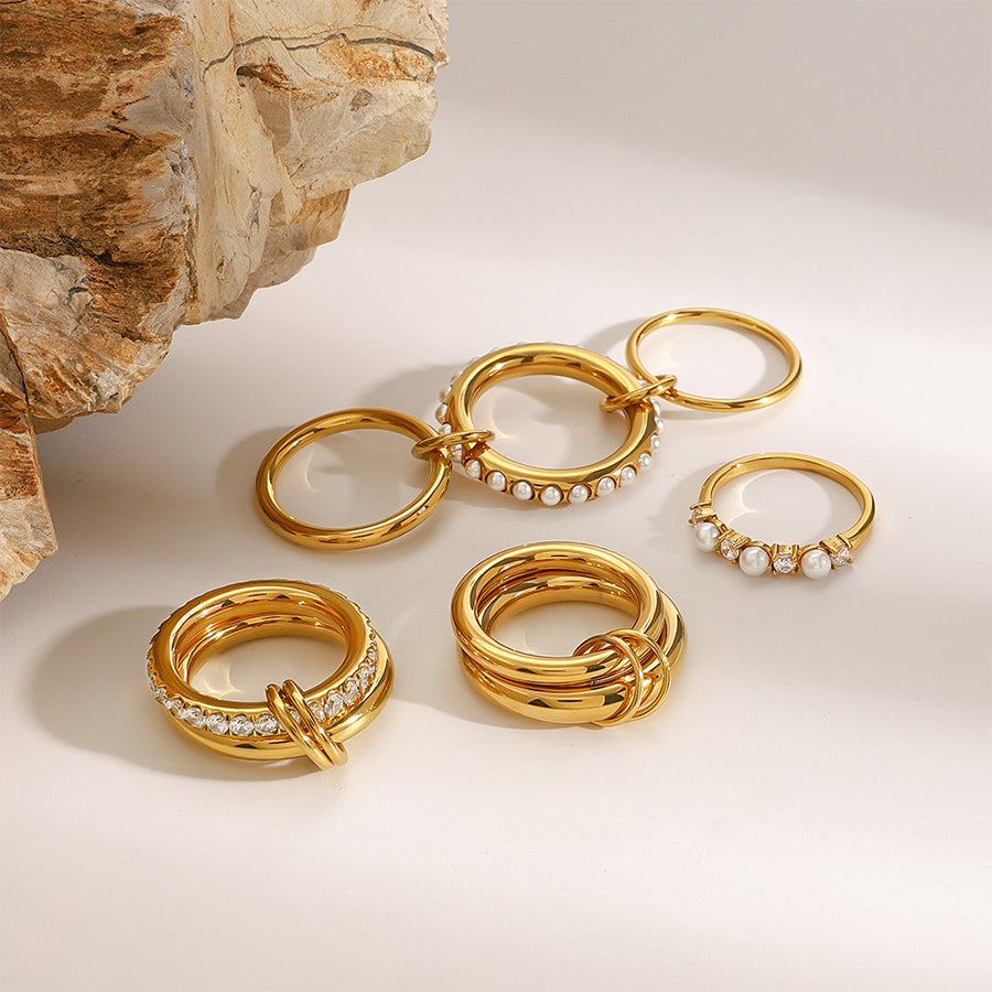 3-Piece Stackable Pearl Ring Set - 1871